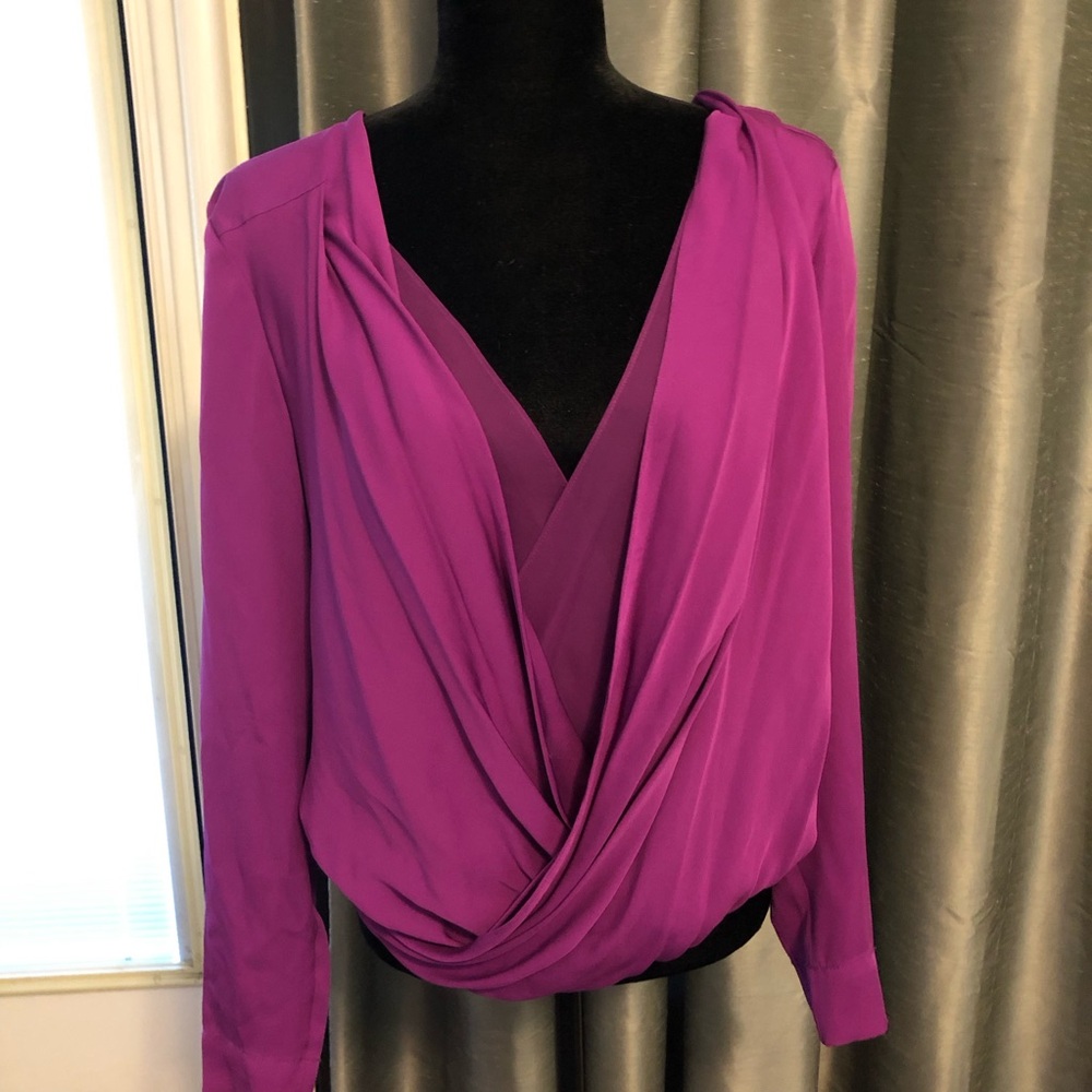 Diane Von Furstenberg Purple Drape Top